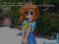 A screenshot of a scene in Higurashi, When They Cry as an example of photos in use in visual novels.